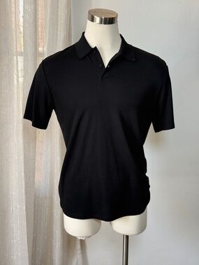 Brandini Black Silk Cotton Polo Shirt Men's L Luxury Knit Short Sleeve